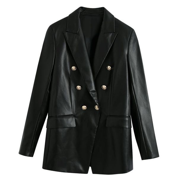 women's suits & blazers women lokar pu leather notched fashion triple breasted jackets elegant long sleeve female ladies, White;black
women's suits & blazers women lokar pu leather notched fashion triple breasted jackets elegant long sleeve female ladies, White;black