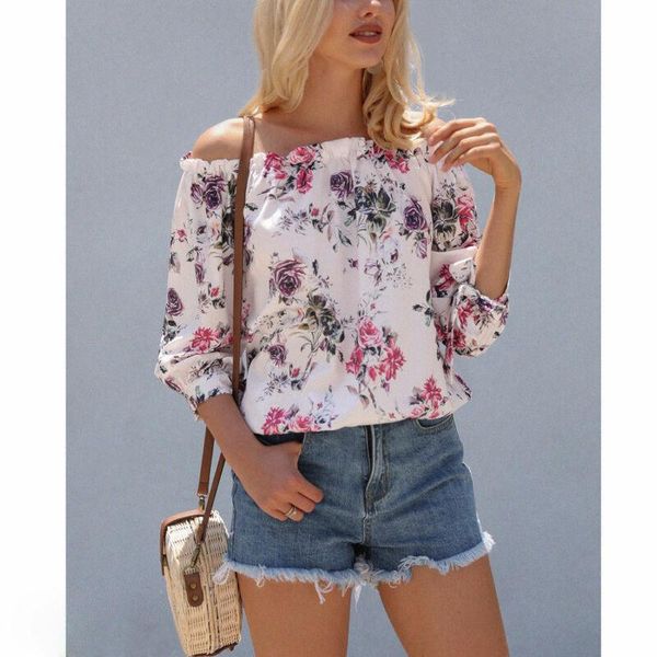 women's blouses & shirts women floral printed long sleeve slash neck off shoulder shirt summer casual lady loose fashion drawstring, White
women's blouses & shirts women floral printed long sleeve slash neck off shoulder shirt summer casual lady loose fashion drawstring, White