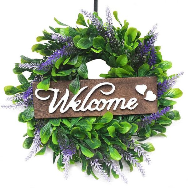 welcome sign with artificial garland green leaf garland lavender hung on door and wall for family wedding decor
welcome sign with artificial garland green leaf garland lavender hung on door and wall for family wedding decor