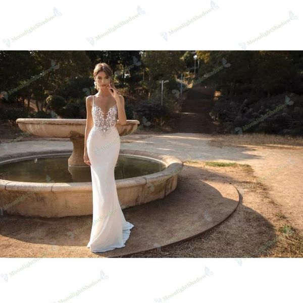 other wedding dresses mermaid 2021 spaghetti straps appliques lace beach bride dress backless boho gowns, White
other wedding dresses mermaid 2021 spaghetti straps appliques lace beach bride dress backless boho gowns, White