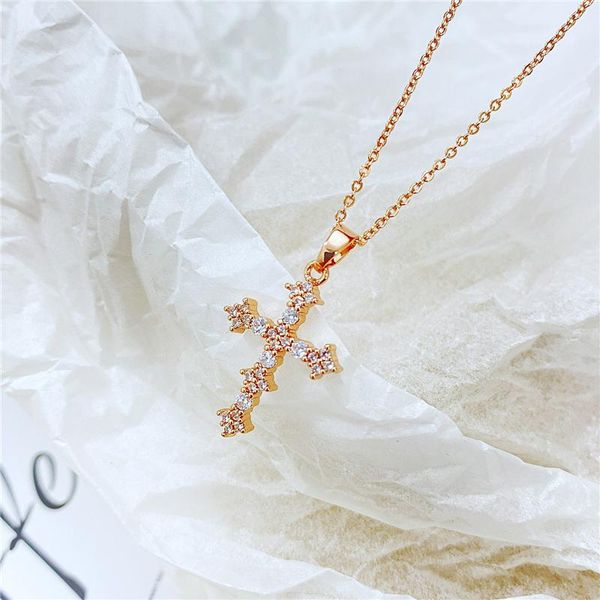 pendant necklaces stainless steel rose gold necklace for women jesus catholicism copper set full zircon cross jewelry on the neck, Silver
pendant necklaces stainless steel rose gold necklace for women jesus catholicism copper set full zircon cross jewelry on the neck, Silver