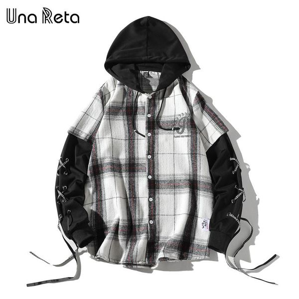 men's casual shirts una reta shirt autumn brand hip-hop ribbon men with hooded streetwear retro lattice splicing sleeve, White;black
men's casual shirts una reta shirt autumn brand hip-hop ribbon men with hooded streetwear retro lattice splicing sleeve, White;black