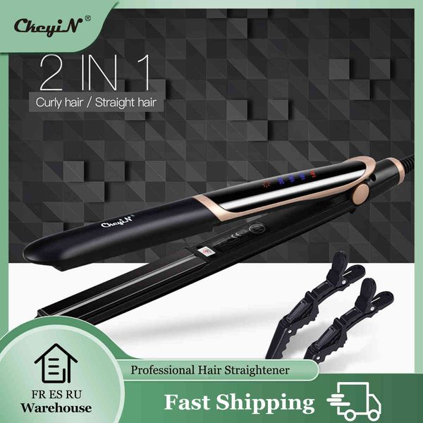 professional straightener electric fast heating curler flat iron negative ion portable hair straightening led display, Black
professional straightener electric fast heating curler flat iron negative ion portable hair straightening led display, Black
