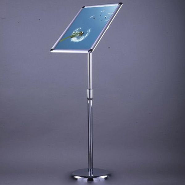 a2 adjustable pedestal floor stand led light box with snap-open frame ,floor aluminum clip led light pockets