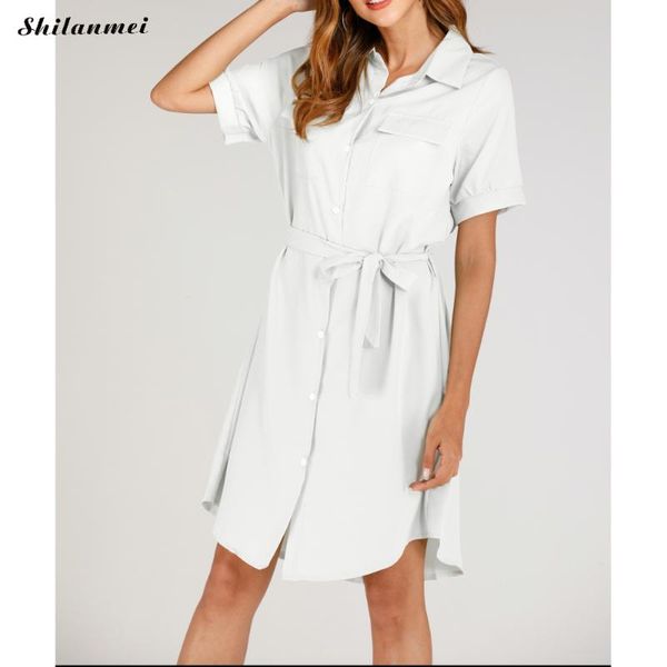 casual dresses 2021 autumn white shirt dress women long sleeve sashes office lady a-line midi work vestidos with belt, Black;gray
casual dresses 2021 autumn white shirt dress women long sleeve sashes office lady a-line midi work vestidos with belt, Black;gray