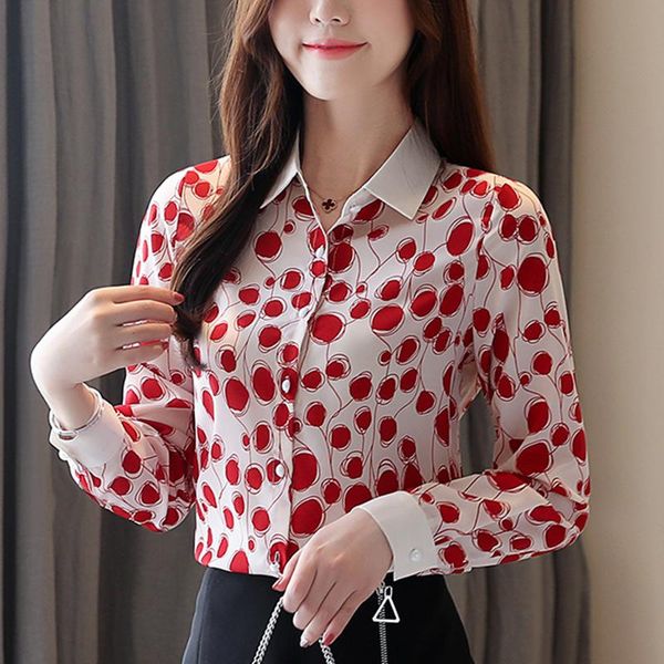 women's blouses & shirts korean fashion woman chiffon shirt elegant women dot ol womens and print, White
women's blouses & shirts korean fashion woman chiffon shirt elegant women dot ol womens and print, White