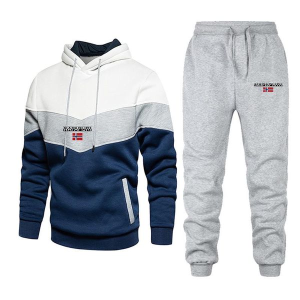 men's 2-piece patchwork sweater suit hoodie clothing casual loose street fashion autumn and winter jacket + pants, Gray
men's 2-piece patchwork sweater suit hoodie clothing casual loose street fashion autumn and winter jacket + pants, Gray