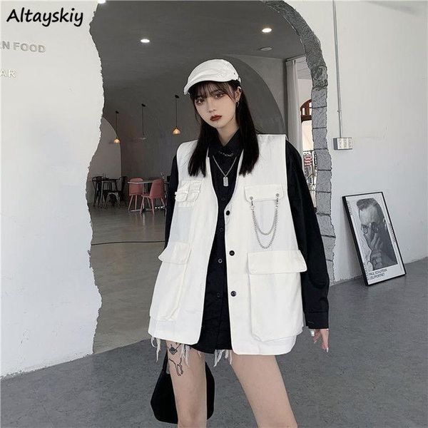 women's vests women spring pockets oversized harajuku couple cargo style streetwear hip hop loose waistcoat college pure leisure v-neck, Black;white
women's vests women spring pockets oversized harajuku couple cargo style streetwear hip hop loose waistcoat college pure leisure v-neck, Black;white