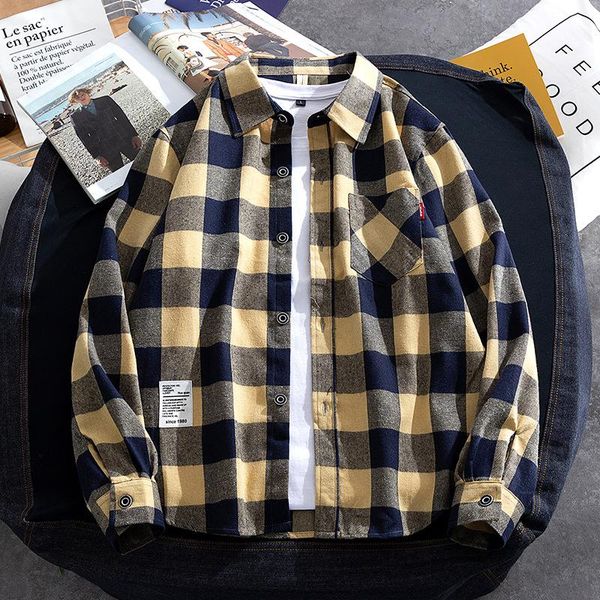 men's casual shirts shirt artistic style plaid 2021 fall college for men clothing, White;black
men's casual shirts shirt artistic style plaid 2021 fall college for men clothing, White;black