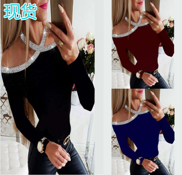 2019 women's cross neck off shoulder t-shirt, White
2019 women's cross neck off shoulder t-shirt, White