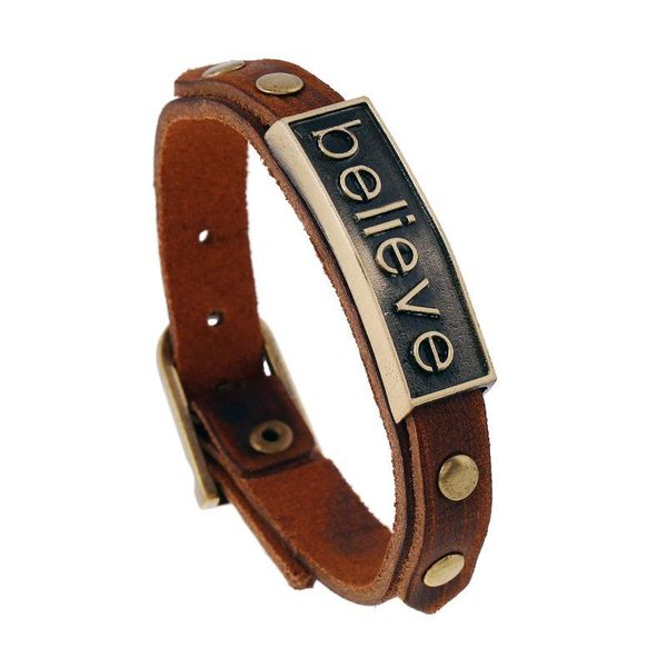 tennis 'believe' embossed letter casual bracelet man genuine leather buckle adjustable bangles quality retro handmade bracelets, Golden;silver
tennis 'believe' embossed letter casual bracelet man genuine leather buckle adjustable bangles quality retro handmade bracelets, Golden;silver