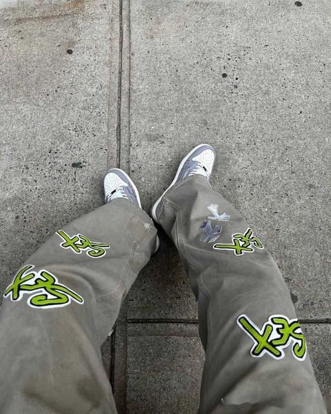 chromes heart mattyboy records single pants letter jeans, Black
chromes heart mattyboy records single pants letter jeans, Black