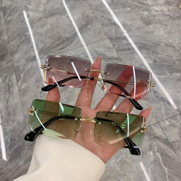 women classic retro fashion sunglasses small size frameless square clip shades cyberpunk cool glasses, White;black
women classic retro fashion sunglasses small size frameless square clip shades cyberpunk cool glasses, White;black