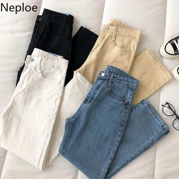 women's jeans neploe high waist women 2021 spring all-match trousers korean fashion casual loose straight vintage denim pants 94946, Blue 
women's jeans neploe high waist women 2021 spring all-match trousers korean fashion casual loose straight vintage denim pants 94946, Blue