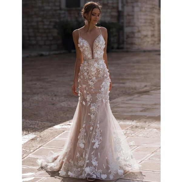 other wedding dresses mermaid 2021 deep v neck spaghetti straps beading crystal sashes 3d appliques vestido de novia bridal gowns, White
other wedding dresses mermaid 2021 deep v neck spaghetti straps beading crystal sashes 3d appliques vestido de novia bridal gowns, White