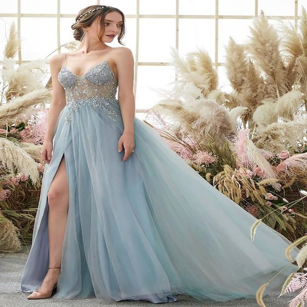 party dresses light blue beaded evening dress illusion a line floor length tulle formal prom luxury backless night gowns, White;black
party dresses light blue beaded evening dress illusion a line floor length tulle formal prom luxury backless night gowns, White;black
