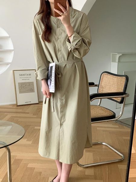 casual dresses autumn office lady shirt dress women o-neck long sleeve loose lace up waist vintage korean chic vestidos, Black;gray
casual dresses autumn office lady shirt dress women o-neck long sleeve loose lace up waist vintage korean chic vestidos, Black;gray