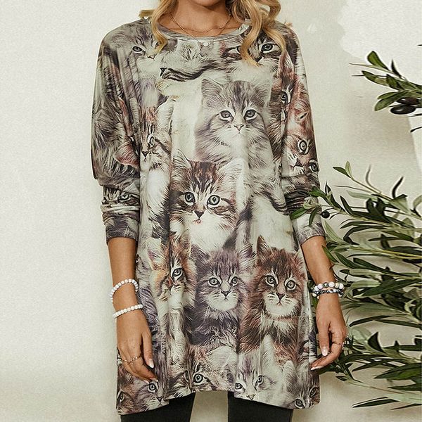 sale40.# on cat loose o-neck mouwen prints oversized t-shirt vintage long women t-shirts female, White
sale40.# on cat loose o-neck mouwen prints oversized t-shirt vintage long women t-shirts female, White