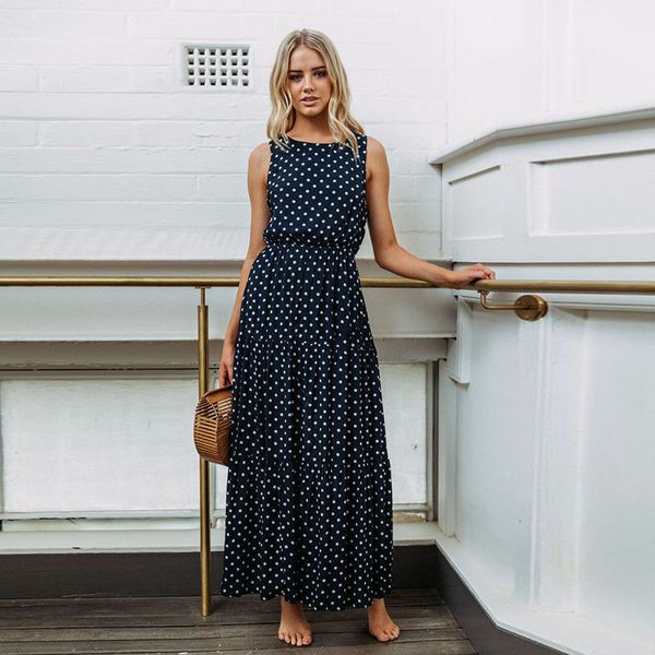 bobo women polka dot print long maxi dress ladies high waist sleeveless loose holiday party summer beach sundress, Black;gray
bobo women polka dot print long maxi dress ladies high waist sleeveless loose holiday party summer beach sundress, Black;gray