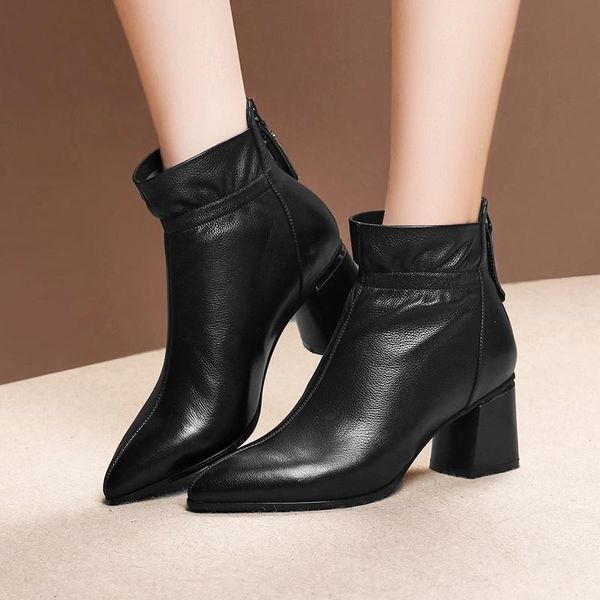 boots 2021 winter warm genuine leather party woman shoes large size ankle heel 6cm pointed toe high riding, Black
boots 2021 winter warm genuine leather party woman shoes large size ankle heel 6cm pointed toe high riding, Black