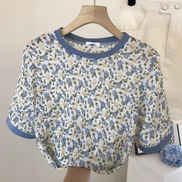 summer style small fresh hit color round neck floral short-sleeved shirt loose chiffon t-shirt women 210525, White
summer style small fresh hit color round neck floral short-sleeved shirt loose chiffon t-shirt women 210525, White