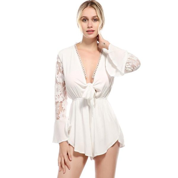 women's jumpsuits & rompers wowen's lace romper deep v neck flare sleeve see through crocheted female playsuit sweet lady clothing, Black;white
women's jumpsuits & rompers wowen's lace romper deep v neck flare sleeve see through crocheted female playsuit sweet lady clothing, Black;white
