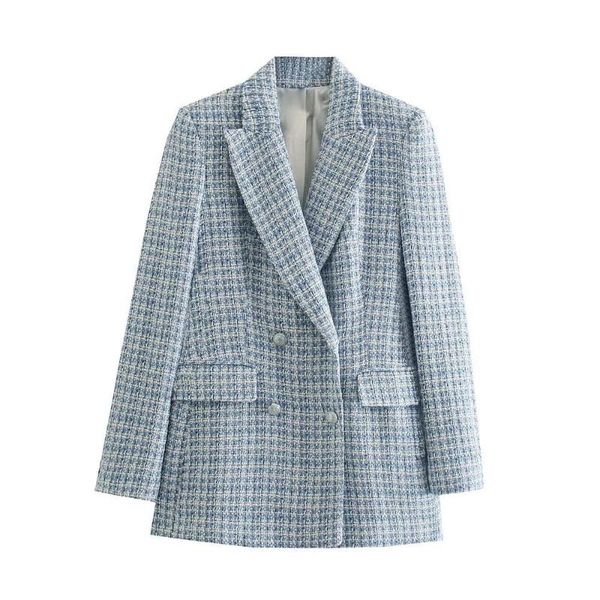 women's suits & blazers 2021 fashion women tweed double breasted blazer coat vintage long sleeve flap pockets female outerwear chic out, White;black
women's suits & blazers 2021 fashion women tweed double breasted blazer coat vintage long sleeve flap pockets female outerwear chic out, White;black