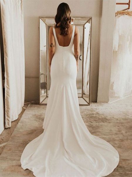 spaghetti new 2021 strap boho wedding mermaid soft stain long train bride gowns backless sleeveless simple vestidos de noiva 3vam, White
spaghetti new 2021 strap boho wedding mermaid soft stain long train bride gowns backless sleeveless simple vestidos de noiva 3vam, White