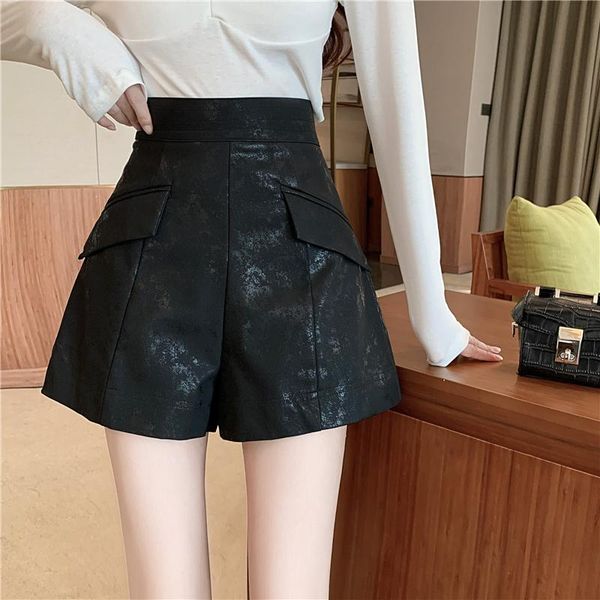 women's shorts fashion casual all-match high-waisted wide-leg and leather pants, White;black
women's shorts fashion casual all-match high-waisted wide-leg and leather pants, White;black
