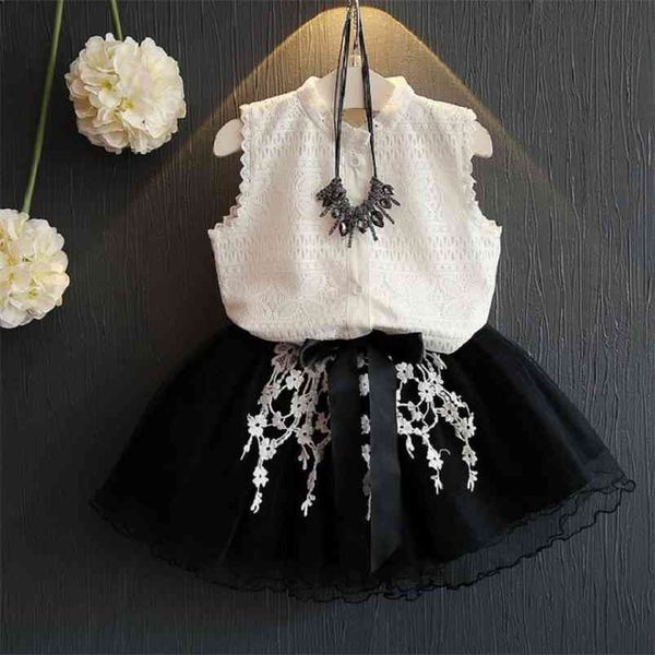 arrivals summer children sets sleeveless lace single breasted black fluffy skirt 2pcs girls clothes 2-7t 210629, White
arrivals summer children sets sleeveless lace single breasted black fluffy skirt 2pcs girls clothes 2-7t 210629, White