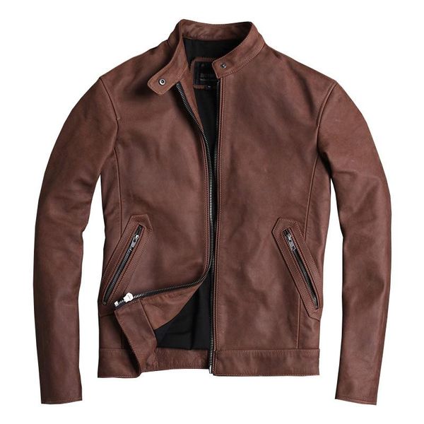 men's leather & faux 2021 brown men classic stand collar biker's jacket large size xxxxl genuine cowhide russian slim fit motorcyc, Black 
men's leather & faux 2021 brown men classic stand collar biker's jacket large size xxxxl genuine cowhide russian slim fit motorcyc, Black