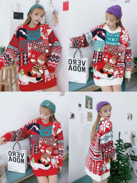 2021 new red christmas knitted pullover sweater for woman autumn winter holiday clothes jumper jersey rdrr, White;black
2021 new red christmas knitted pullover sweater for woman autumn winter holiday clothes jumper jersey rdrr, White;black
