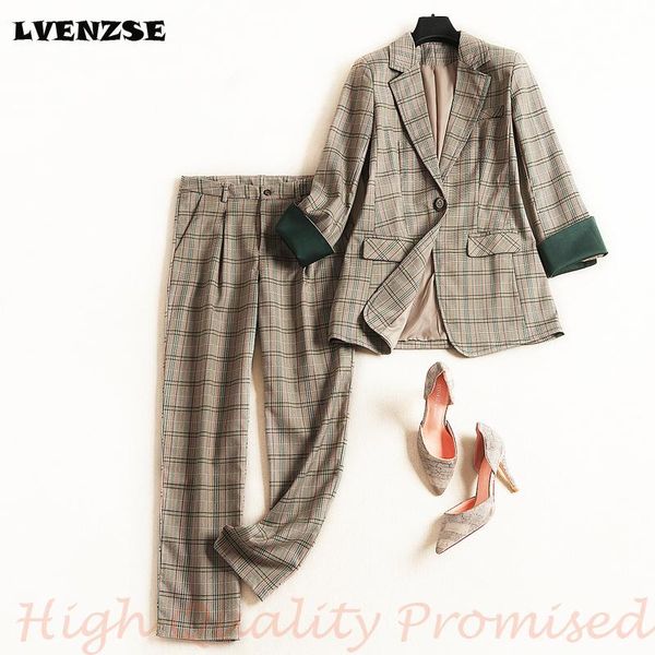 women's suits & blazers lvenzse autumn small suit fashion 2021 style french retro plaid pants elegant woman blazer set high quality, White;black
women's suits & blazers lvenzse autumn small suit fashion 2021 style french retro plaid pants elegant woman blazer set high quality, White;black
