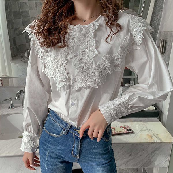 verhellen chic shirt blouse women korean spring and summer fashion women's long sleeved lace embroidered blouses ropa mujer 210706, White
verhellen chic shirt blouse women korean spring and summer fashion women's long sleeved lace embroidered blouses ropa mujer 210706, White