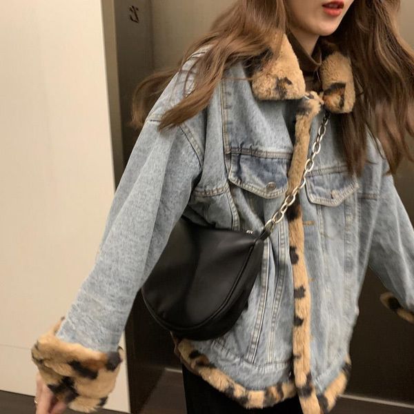women's jackets denim jacket woman wu 77 coat wide loose handsome leopard print fur winter veste femme, Black;brown
women's jackets denim jacket woman wu 77 coat wide loose handsome leopard print fur winter veste femme, Black;brown