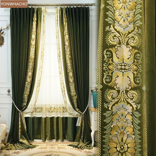 custom curtains retro curtain dark green american embroidery velvet bedroom upscale cloth blackout curtain tulle drape b805
custom curtains retro curtain dark green american embroidery velvet bedroom upscale cloth blackout curtain tulle drape b805