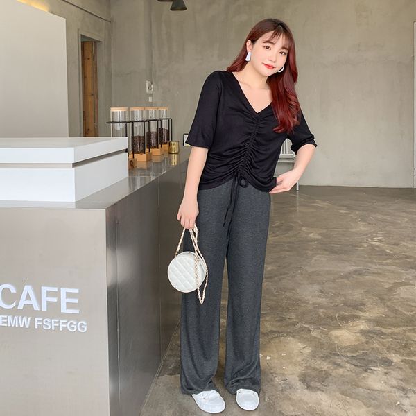 the summer collection for women's wear in new version is large-size knit drape blouse wide-leg pantsuit 2 pgy4, Gray
the summer collection for women's wear in new version is large-size knit drape blouse wide-leg pantsuit 2 pgy4, Gray