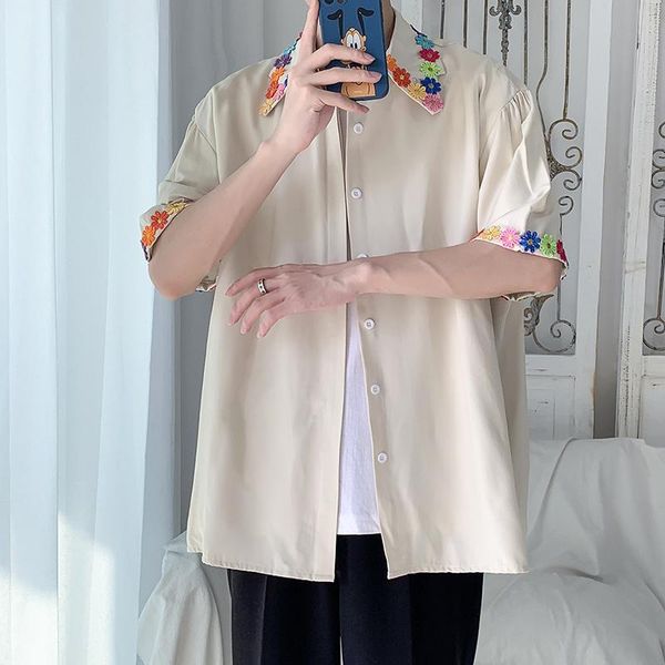 men's casual shirts flower print summer short sleeve streetwear men harajuku loose shirt for black white khaki, White;black
men's casual shirts flower print summer short sleeve streetwear men harajuku loose shirt for black white khaki, White;black