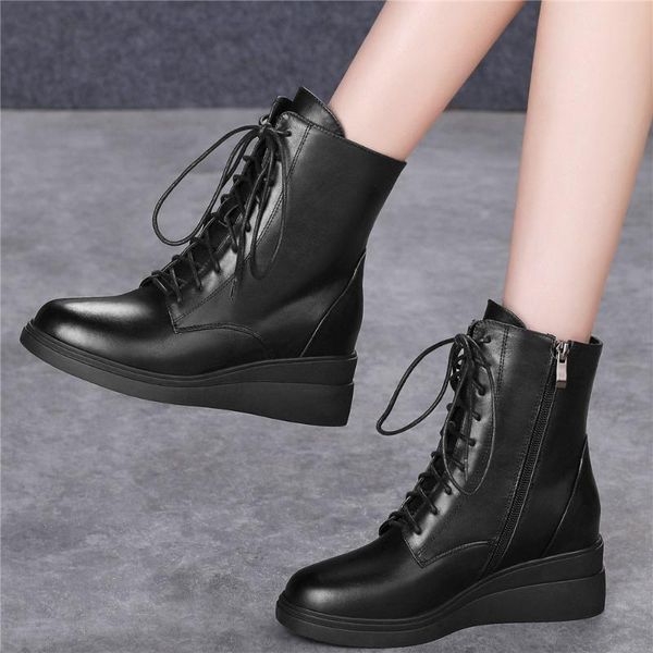 boots winter pumps women lace up genuine leather wedges high heel ankle female round toe fashion sneakers casual shoes, Black
boots winter pumps women lace up genuine leather wedges high heel ankle female round toe fashion sneakers casual shoes, Black