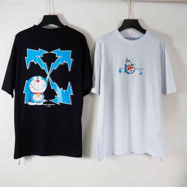 brand ow off limited fashion doraemon arrstyle print short sleeve men's and women's european loose t-shirt, White;black
brand ow off limited fashion doraemon arrstyle print short sleeve men's and women's european loose t-shirt, White;black
