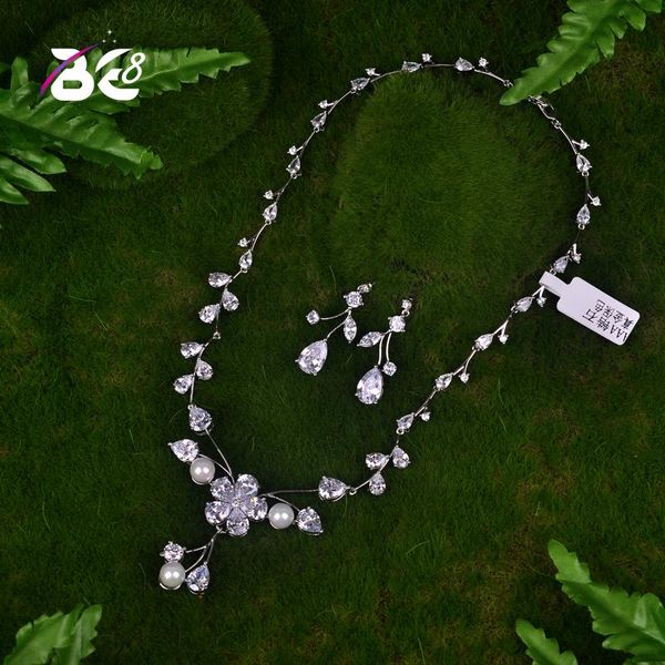 earrings & necklace be 8 luxury crystal zircon wedding jewelry sets african beads set choker for women s038, Silver 
earrings & necklace be 8 luxury crystal zircon wedding jewelry sets african beads set choker for women s038, Silver