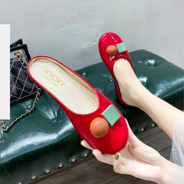 slippers fashion the baotou half women outer wear sandals non-slip wedges leisure round head shallow summer, Black