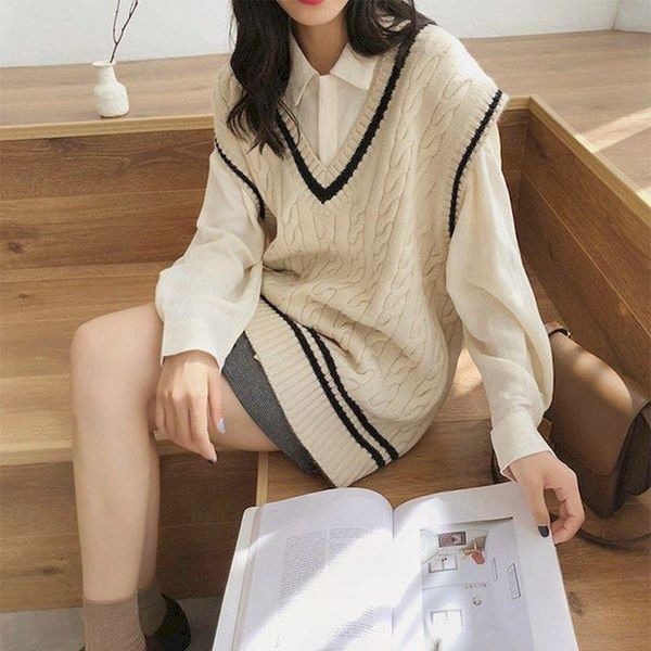 men's vests vest women striped v-neck daily knitted stylish students korean style sleeveless outwear female coats all-match leisure ulz, Black;white
men's vests vest women striped v-neck daily knitted stylish students korean style sleeveless outwear female coats all-match leisure ulz, Black;white