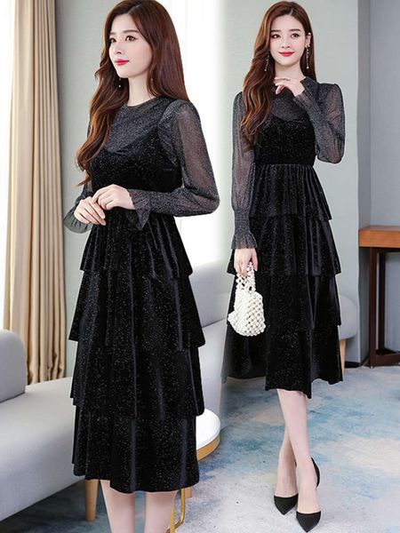 2021 new autumn light ripe suspender velvet black cake dress two piece suit for children, Black;gray
2021 new autumn light ripe suspender velvet black cake dress two piece suit for children, Black;gray
