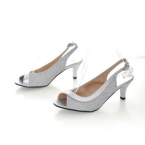 dress shoes sandals women kitten heel peep toe slingback buckle sparkle party pumps sz, Black
dress shoes sandals women kitten heel peep toe slingback buckle sparkle party pumps sz, Black