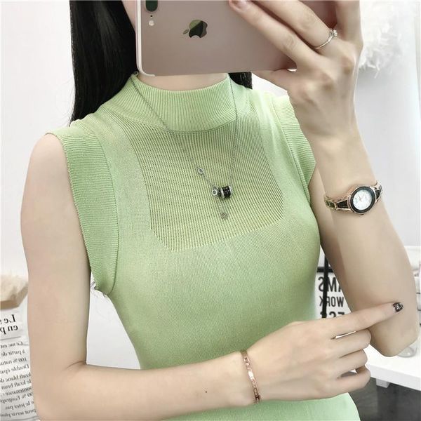 womens slim knitting thin turtleneck simple solid camisole female knitted tank sleeveless t shirts for girl summer, White
womens slim knitting thin turtleneck simple solid camisole female knitted tank sleeveless t shirts for girl summer, White