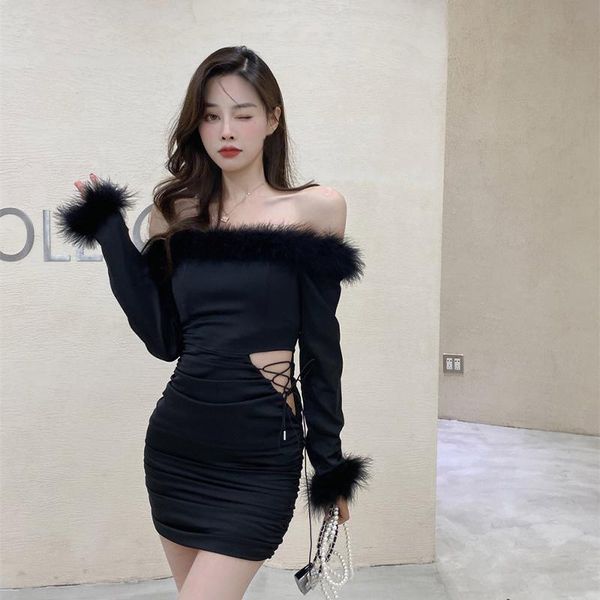 casual dresses black women slash neck furry long sleeve off shoulder hollow out spring autumn female clothing bodycon dress, Black;gray
casual dresses black women slash neck furry long sleeve off shoulder hollow out spring autumn female clothing bodycon dress, Black;gray
