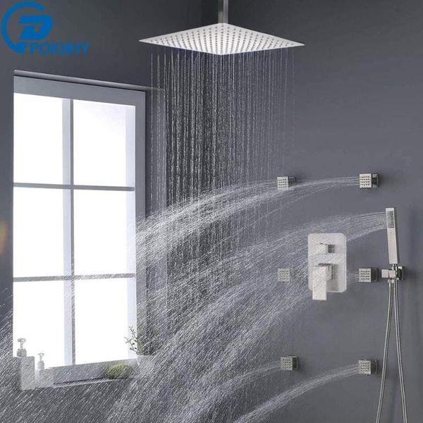 poiqihy brushed nickel shower faucet wall mounted rainfall bathroom shower mixers 6pc brass spa massage jet concealed set
poiqihy brushed nickel shower faucet wall mounted rainfall bathroom shower mixers 6pc brass spa massage jet concealed set