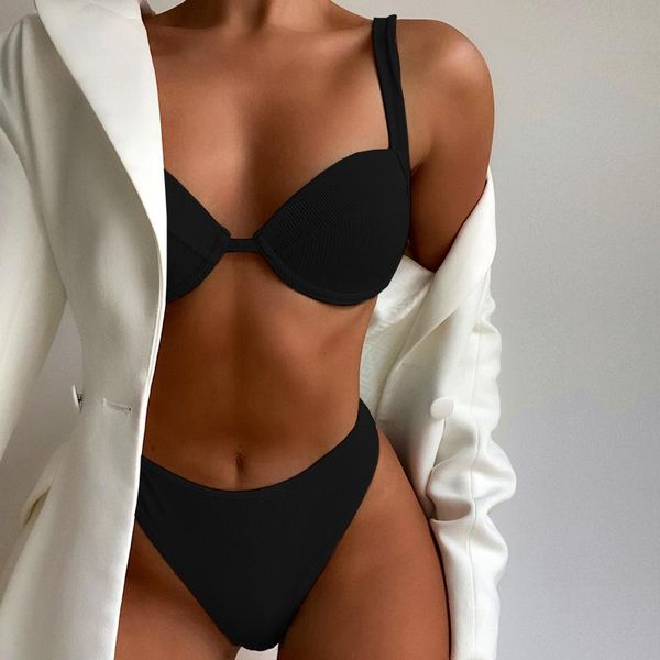 women's swimwear 40#high waist bikinis swimsuits women push up ribbed strap bathing suit biquini brazilian bikini 2021 beachwear, White;black
women's swimwear 40#high waist bikinis swimsuits women push up ribbed strap bathing suit biquini brazilian bikini 2021 beachwear, White;black