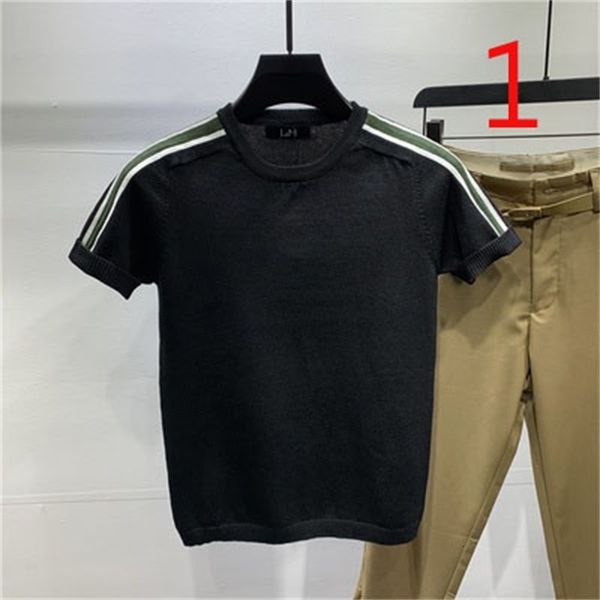 new 2021 men's tight-fitting knitted t-shirt autumn fashion short-sleeved sweater high elasticity tide sght, White;black
new 2021 men's tight-fitting knitted t-shirt autumn fashion short-sleeved sweater high elasticity tide sght, White;black